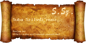 Suba Szilvánusz névjegykártya